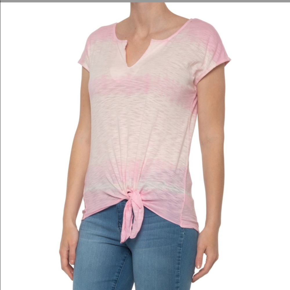 🆕 Lucky Brand Tie-Front Pink Tie-Dye T-Shirt (86)